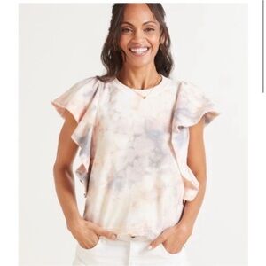 Michael Stars Ariana Flutter Sleeve Pullover, size Small